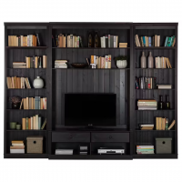 Estante grande para sala em madeira com rack para tv na cor nibs / coleção biblioteca